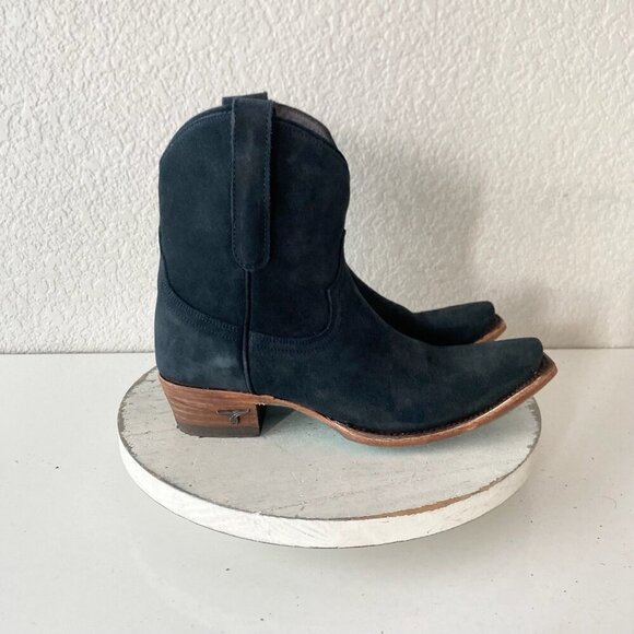 Lane EMMA JANE Womens Cowboy Bootie 7.5 Blue Suede Western Cowgirl Ankle Boots - Picture 2 of 11
